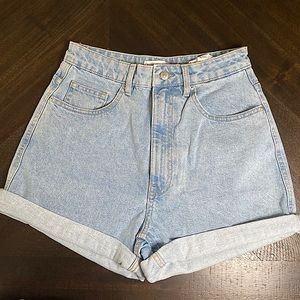 Zara Light Denim High Waisted Mom Shorts